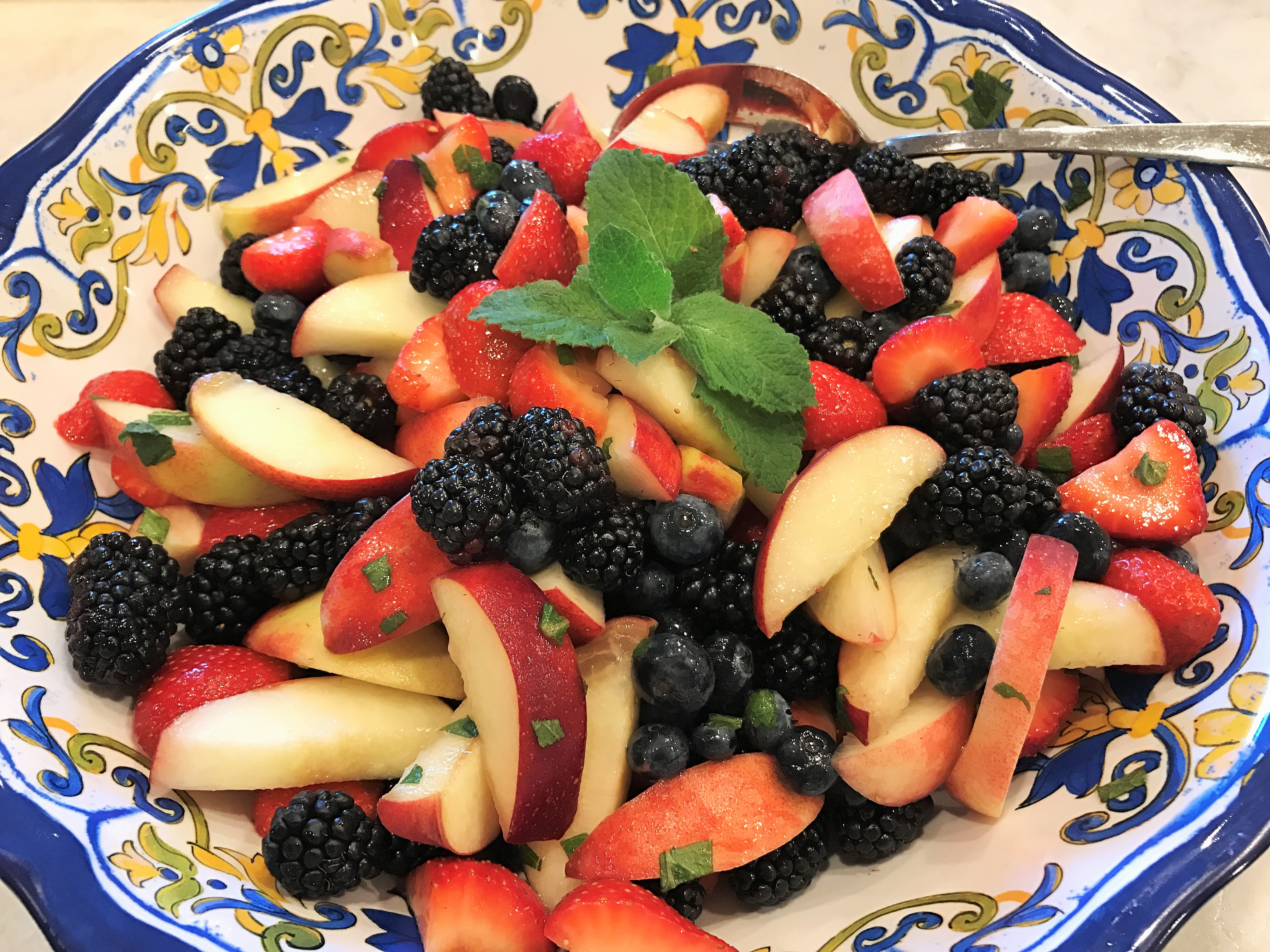 Berry and Peach Fruit Salad with Mint – Elizabeth Grace Gardens