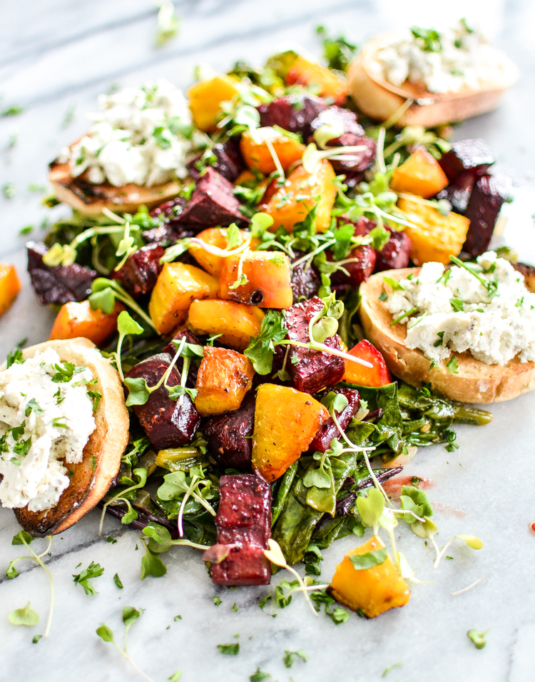 Roasted Beet Salad With Herb Goat Cheese Crostini – Elizabeth Grace Gardens